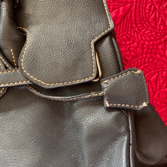 Pleather satchel with nylon lining and baseball top stitching - Picture 14 of 16